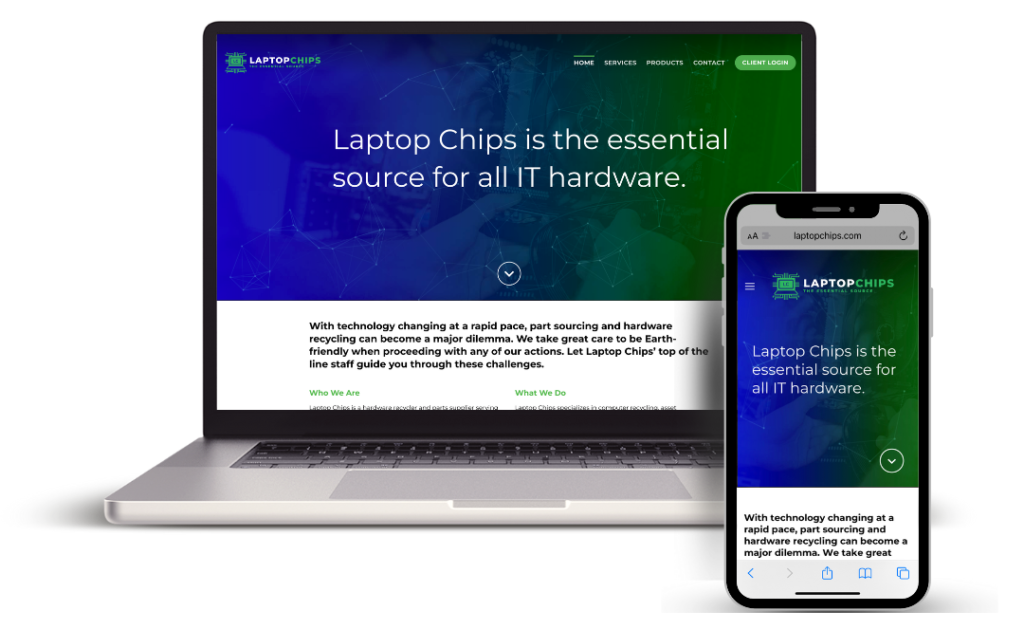 mockup Laptop Chips Website Design Example